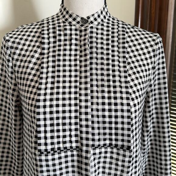 J. Crew | Pleated Gingham Button Down Shirt Size XXS - Picture 2 of 11